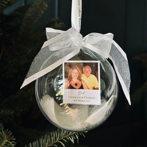 Personalised Photo Christmas Tree Bauble Memory Decoration Angel Loss Memorial Ornament Heaven Grief  Feather Unique Gift Family