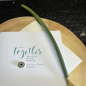 Biglietto di anniversario personalizzato di lusso in smeraldo - Biglietto effetto lino - Abbellimento in diamante smeraldo - Fatto a mano - 55° anniversario di matrimonio