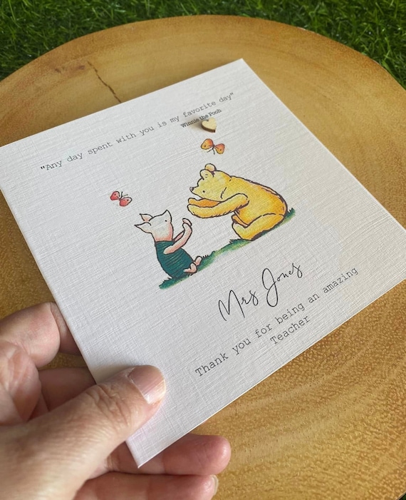 Personalised Winnie the Pooh Thank You Card - Teacher Gift - Etsy