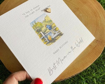 Tarjeta de cumpleaños - Mamá - Amigo - Papá - Niñera - Personalizada - Cita de sentimiento original clásica de Winnie the Pooh -