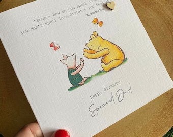 Tarjeta de cumpleaños: mamá, amigo, papá, niñera, esposa, hija, hijo, personalizada, frase clásica original de Winnie the Pooh
