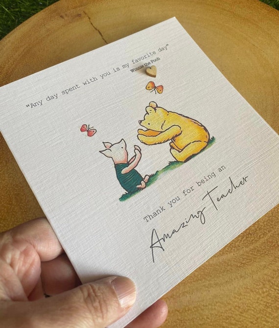 Personalised Winnie the Pooh Thank You Card - Teacher Gift - Etsy