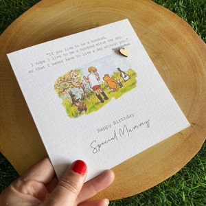 Carte d'anniversaire - maman - ami - papa - nounou - épouse - fille - fils - personnalisée - citation originale classique de Winnie l'ourson -
