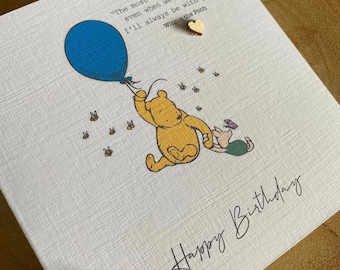 Tarjeta de cumpleaños: mamá, amigo, papá, niñera, esposa, hija, hijo, personalizada, frase clásica original de Winnie the Pooh