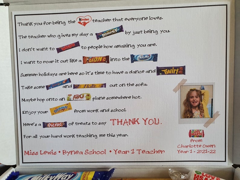 Teacher Gift Teacher Thank You Gift Chocolate Gift for Etsy UK