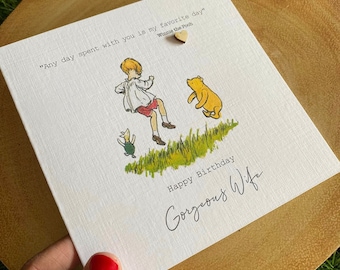 Tarjeta de cumpleaños: mamá, amigo, papá, niñera, esposa, hija, hijo, personalizada, frase clásica original de Winnie the Pooh