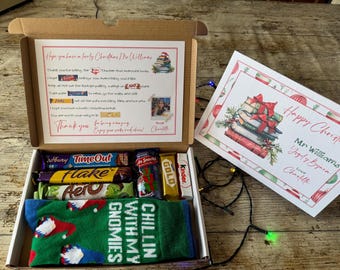 Personalised Teacher Christmas Gift Box | Socks & Chocolate Hamper