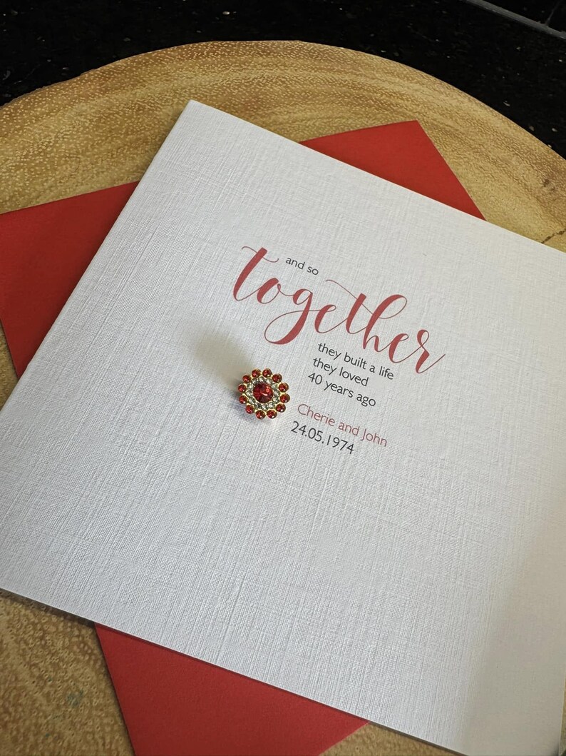 Ruby Ann Card Handmade Ruby Anniversary Card – Personalised 40th Anniversary Keepsake ...