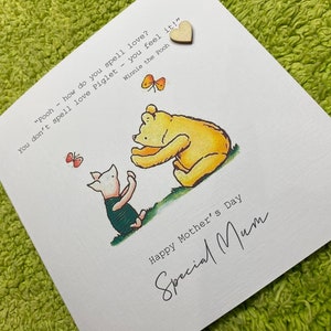 Carte de fête des mères - Maman - Maman - Nanna - Nan - Personnalisée - Citation sentiment originale classique de Winnie l'ourson - Porcelet Original