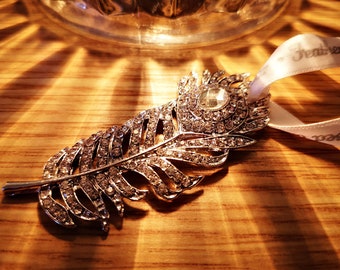 Diamante Feather Hanging Decoration - Sympathy Remembrance Gift