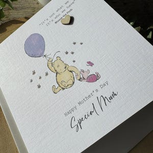 Tarjeta del Día de la Madre - Mamá - Mamá - Nanna - Nan - Personalizada - Cita original clásica de Winnie the Pooh - rosa/lila