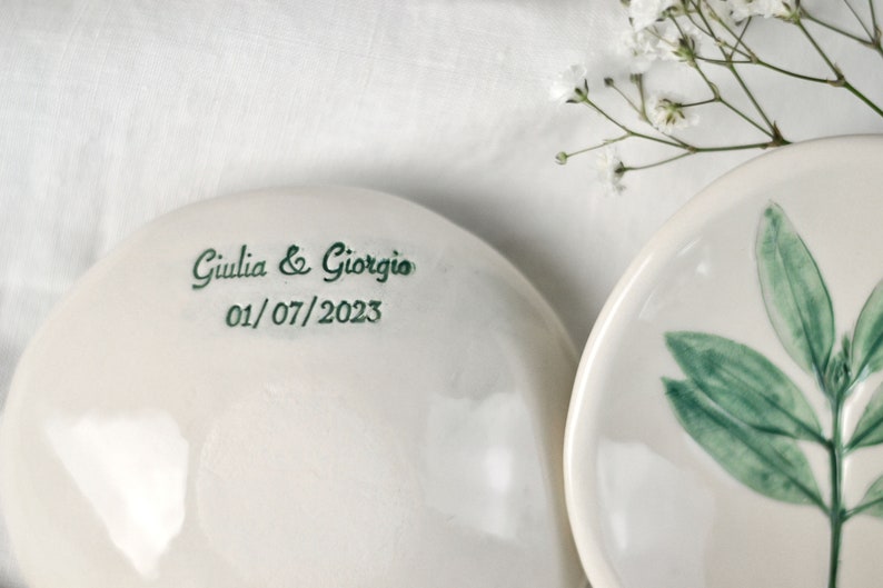 Customizable favors, handmade ceramic plates with imprinted flowers and leaves, handmade favors, READ THE DESCRIPTION image 5