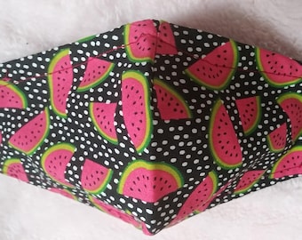 Fun Watermelon Cotton Face Mask/Face Covering/100% Cotton/Made in USA./Unisex Face Mask