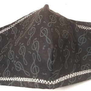 Musical Notes on white Cotton Face Mask/Musician Face Cover/100% Cotton/Made in USA./Unisex Face Mask