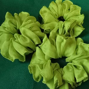 Chiffon Lime Scrunchie/Light weight Scrunchie/wedding gift/wedding Hair accessories, 1.75&quot; ×5&quot;/Chiffon/Handmade USA