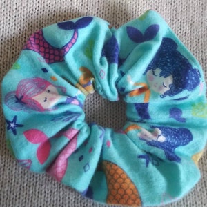 4 Mermaid Scrunchies/Animal Scrunchie/Hair accessories, 2&quot; ×5.5&quot;/Cotton/Handmade USA