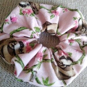 4 Sloth Scrunchies/Animal Scrunchie/Hair accessories, 2&quot; ×5.5&quot;/Cotton/Handmade USA