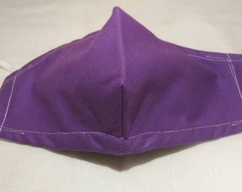 Solid Purple Cotton Face Mask/Purple Face Cover/ Violet face mask/ Plain Purple face mask/ Unisex face mask/100% Cotton/Made in USA./Unisex