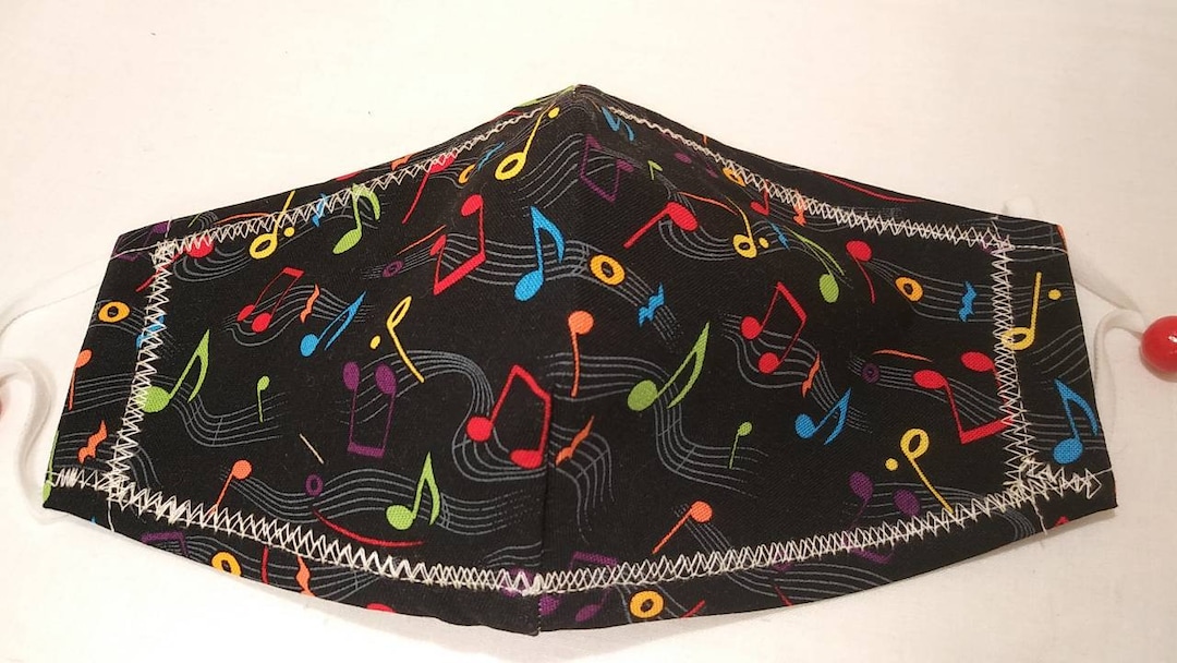 Music Note Mask Happy Musical Notes Cotton Face Mask/musician Face Cover/100% Cotton ...