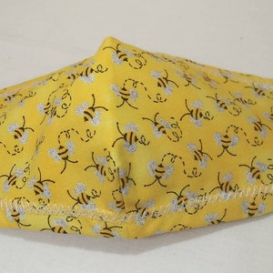 Glitter Bees Cotton Face Mask/Face Covering/100% Cotton/Made in USA./Unisex Face Mask
