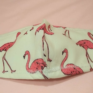 Pink Flamingo Cotton Face Mask/Flamingo Face Cover/ Bird face mask/ stylish face mask/100% Cotton/Made in USA./Unisex Face Mask