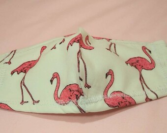 Pink Flamingo Cotton Face Mask/Flamingo Face Cover/ Bird face mask/ stylish face mask/100% Cotton/Made in USA./Unisex Face Mask