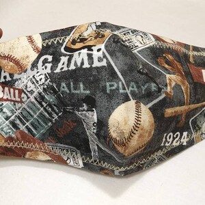 Baseball Player Cotton Face Mask/Sport Face Cover/100% Cotton/Made in USA./Unisex Face Mask