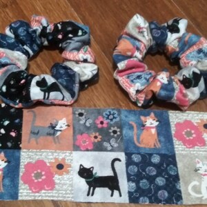 3 Cat Scrunchies 2&quot;x5&quot; width/Everyday Scrunchies/Animal wild life scrunchie,Scrunchies/Hair accessories