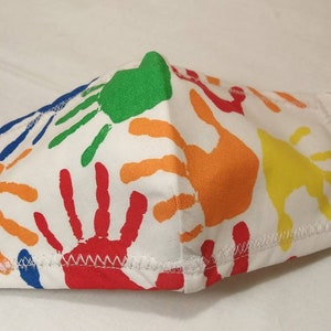 Colorful Hands Print Cotton Face Mask/Autism Awarences Face Mask/100% Cotton/Made in USA./Unisex Face Mask