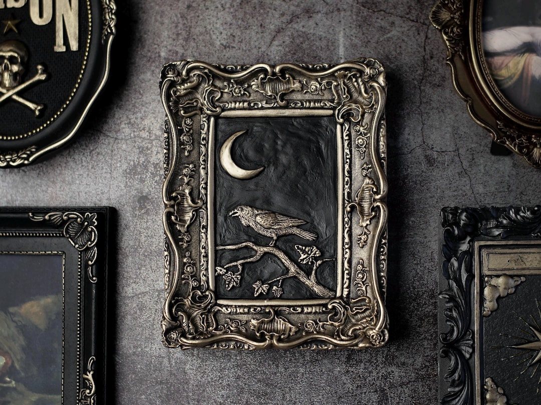Raven Wall Art, Edgar Allan Poe Sculpture, Gothic Home Decor, Witchy ...