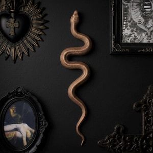 Gothic Home Decor: Unique Handcrafted Copper Snake Wall Sculpture Art