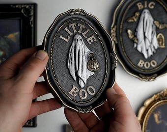 Little Boo Wall Art, Ghost Wall Decor, Spooky Wall Plaque, Gothic Home Decor, Halloween Decorations, Cute Creepy Hanging, Original Sculpture