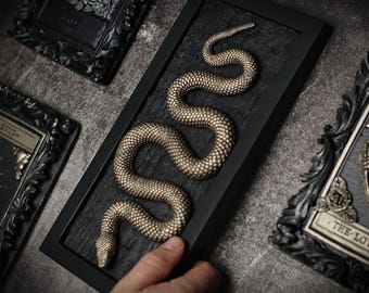Snake wall art, Original Sculpture, Gothic home decor, Black Gold painting, Witchy gifts, Snake Ornament, Serpent wall hanging, spooky décor
