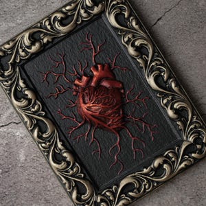 Anatomical Heart Wall Art: Gothic Home Decor, Black & Gold Sculpture