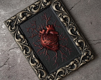 Anatomisches Herz Wandkunst: Gothic Wohnkultur, Schwarz & Gold Skulptur