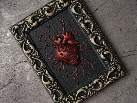 Anatomical Heart Wall Art: Gothic Home Decor, Black & Gold Sculpture