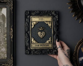 Empress Tarot Card Wall Art - Black Gold Original  Gothic Home Decor