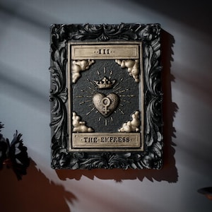 The Empress Tarot Card Sculpture: Gothic Black & Gold Wall Art
