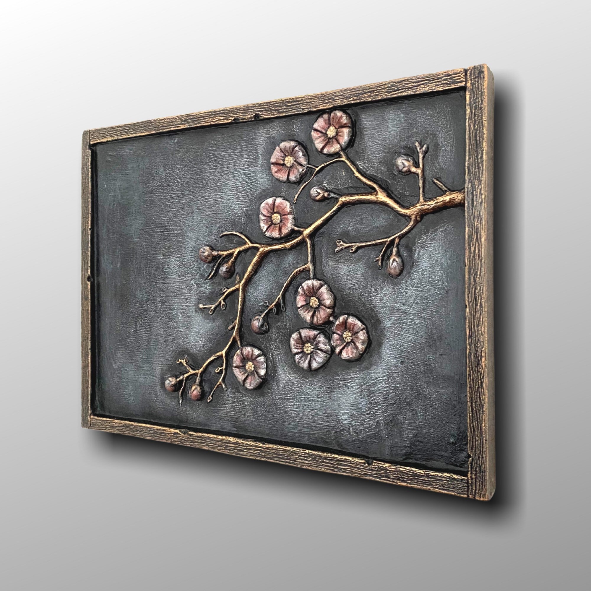 Cherry Blossom Sculpture Wall Art Highly Detailed Hand Painted Etsy UK