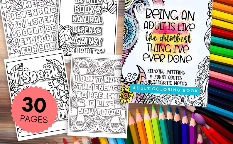 Sarcastic Adult Coloring Book, Being An Adult Is Dumb 30 Snarky Mandala Pages (PDF — Printable), Snark Central image 10