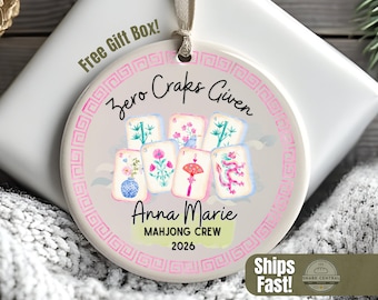 Regalo para anfitrionas de Mahjong, adorno personalizado de Mahjong, regalo divertido para amantes de las fichas. Sin grietas.