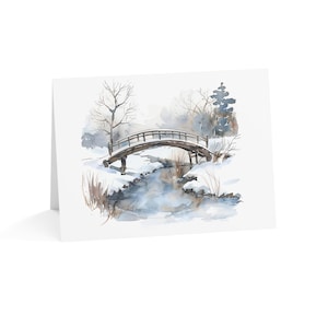 BIGLIETTI DI VISITA / Scena invernale / Versetti biblici o biglietti di auguri vuoti / Grazie / Anniversario / Battesimo / Nozze / Confezione da 6 biglietti di auguri