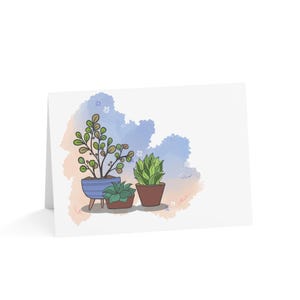 CARTES DE NOTES | Art de plantes en pot | Versets bibliques ou cartes de voeux vierges | Merci | Anniversaire | Baptême | Mariage | Lot de 6 cartes de vœux