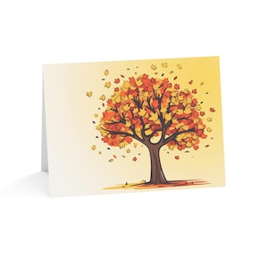 CARTES DE NOTES | Arbre d'automne | Versets bibliques ou cartes de voeux vierges | Merci | Anniversaire | Baptême | Mariage | Lot de 6 cartes de vœux
