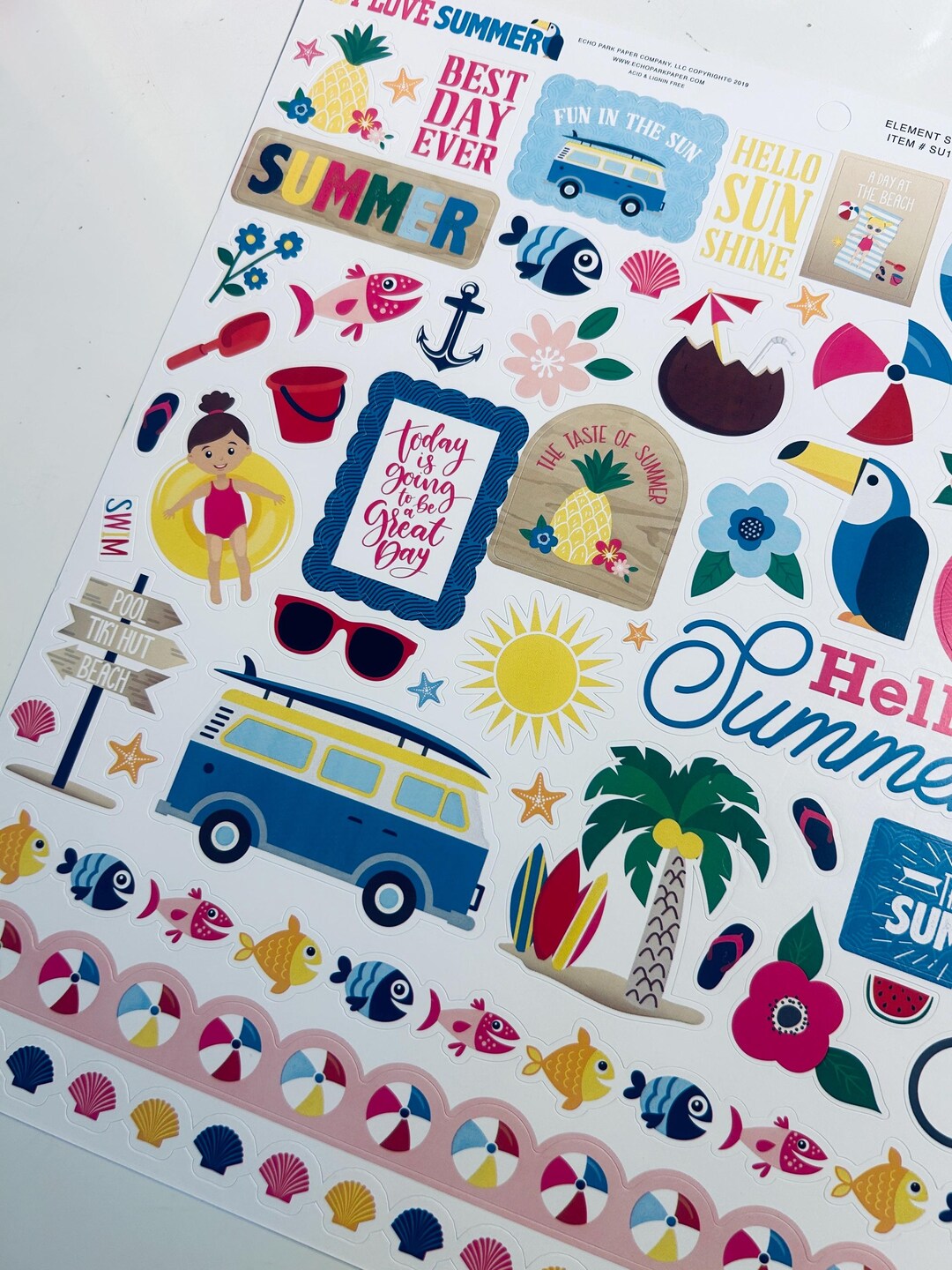 I Love Summer Element Sticker Sheets/summer Stickers/scrapbooking/junk ...