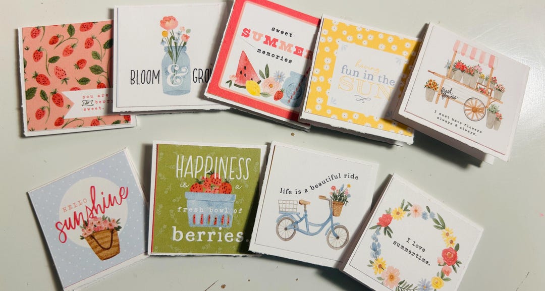 Mini Blank Summer Note Cards/set of 9/mini Notecards/summer Cards/thank ...