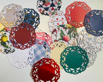 Set of 20 Handmade Paper Doilies/Recollection “Countryside Campagne”/Handmade Embellishments/Scrapbooking/Junk Journaling