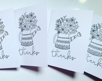 Thank You Cards/Blank Notecards/Set of 4/Stationary Set/Blank Cards