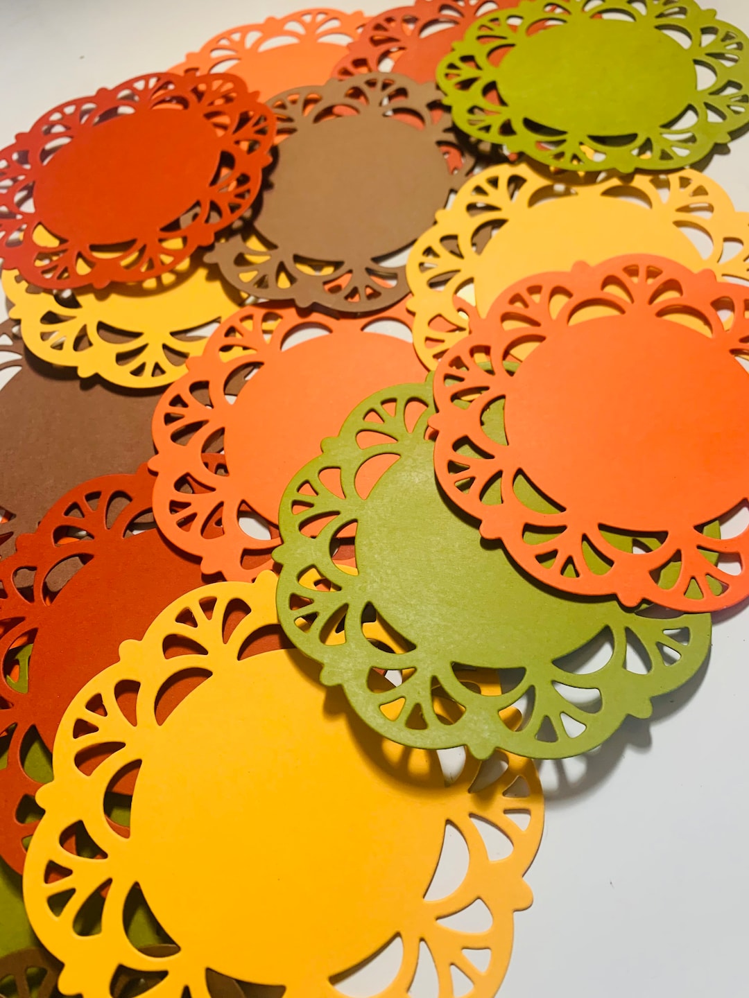 Set of 20 “fall Solid Colors” Handmade Doilies/scrapbooking ...