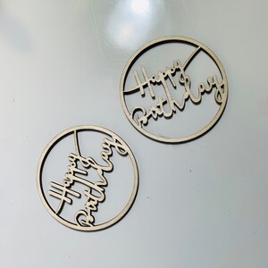 Set of 2 “Happy Birthday” Wooden Embellishments/Confetti/Card-making/Wood Craft/Scrapbooking